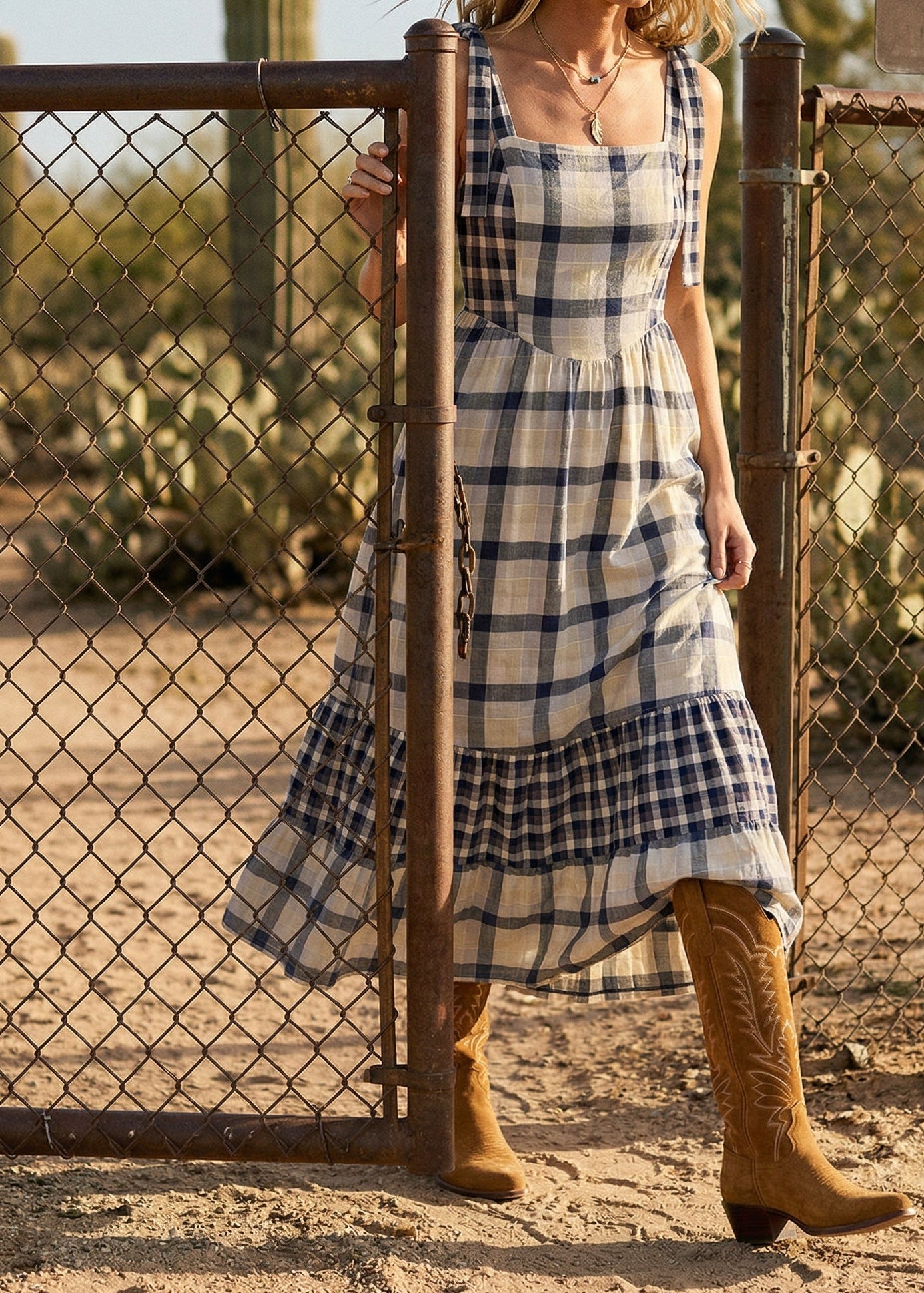 Willow Gingham Tiered Maxi Dress - Westly