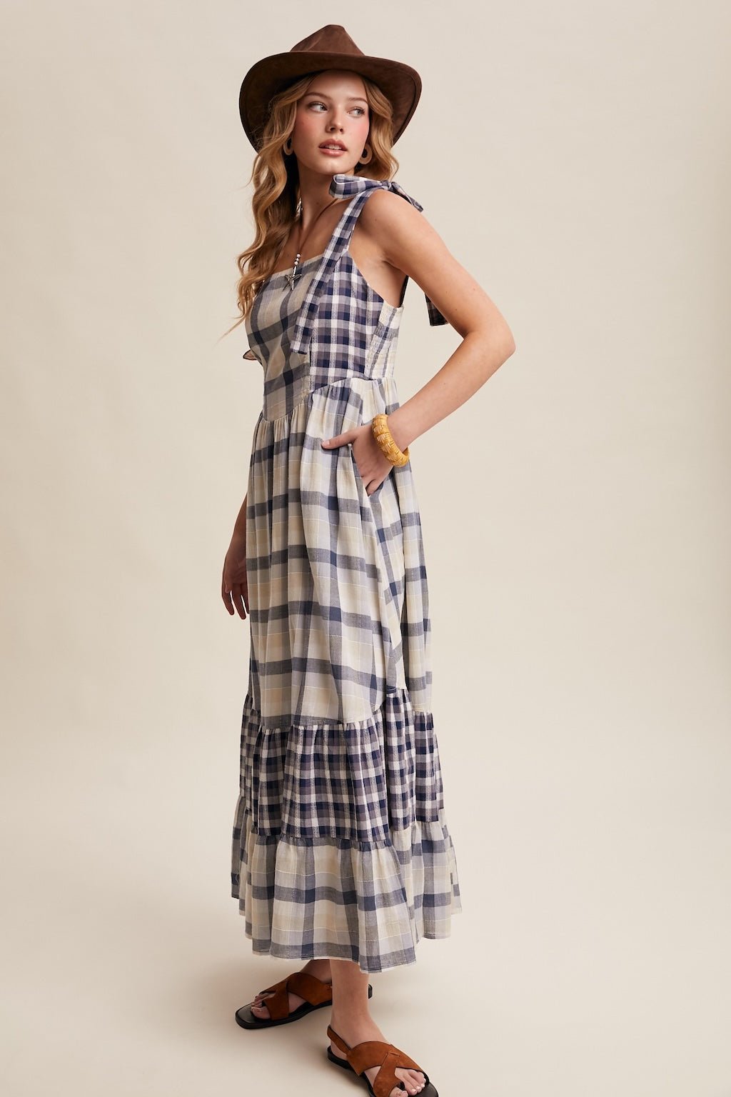Willow Gingham Tiered Maxi Dress - Westly