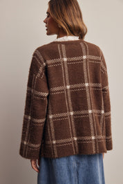 Windowseat Plaid Eyelash Knit Cardigan - Westly