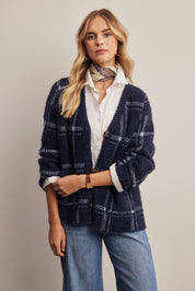 Windowseat Plaid Eyelash Knit Cardigan - Westly