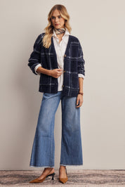 Windowseat Plaid Eyelash Knit Cardigan - Westly