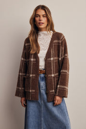 Windowseat Plaid Eyelash Knit Cardigan - Westly