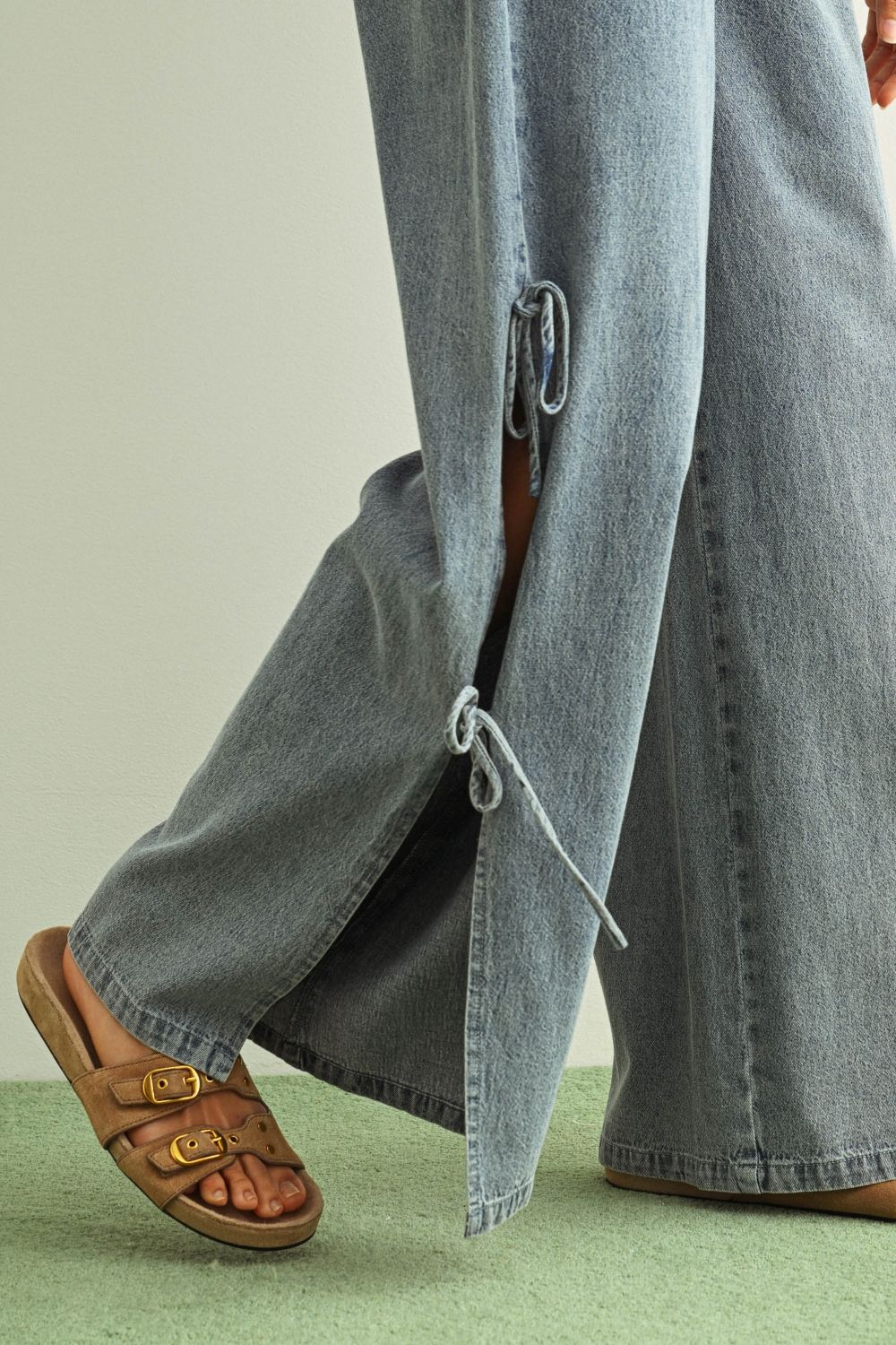 Winona Tie - Side Wide - Leg Denim Pants - Westly