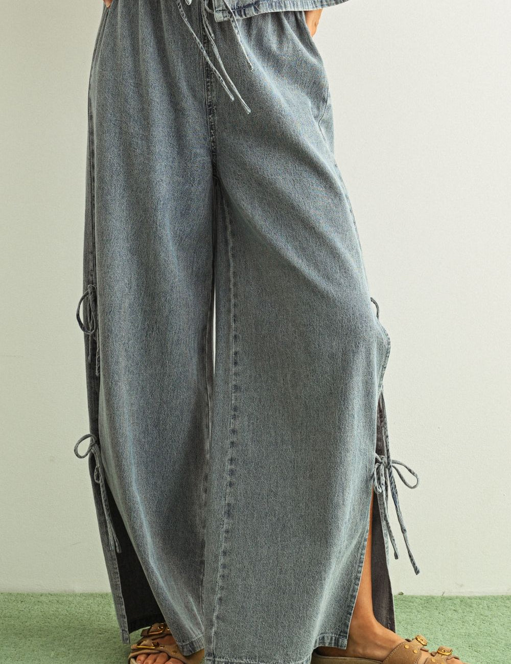 Winona Tie - Side Wide - Leg Denim Pants - Westly