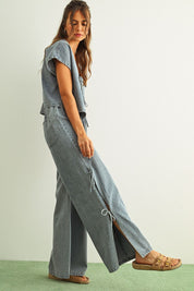 Winona Tie - Side Wide - Leg Denim Pants - Westly