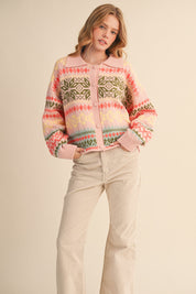 Winter Almanac Fair Isle Cardigan in Blush Pink Multi - product photo 3