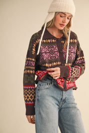 Winter Almanac Fair Isle Cardigan in Brown Multi - product photo 1