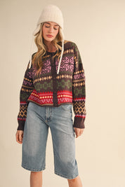 Winter Almanac Fair Isle Cardigan in Brown Multi - product photo 3
