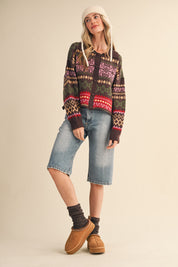 Winter Almanac Fair Isle Cardigan in Brown Multi - product photo 6