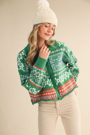 Winter Almanac Fair Isle Cardigan in Green Multi - product photo 3