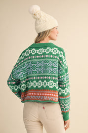 Winter Almanac Fair Isle Cardigan in Green Multi - product photo 5