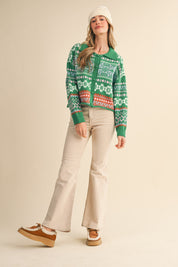 Winter Almanac Fair Isle Cardigan in Green Multi - product photo 6