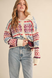 Winter Almanac Fair Isle Cardigan in Ivory Multi - product photo 1