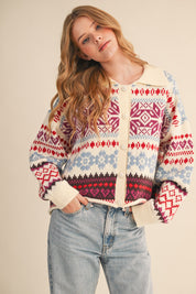 Winter Almanac Fair Isle Cardigan in Ivory Multi - product photo 2