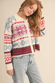 Winter Almanac Fair Isle Cardigan in Ivory Multi - product photo 4
