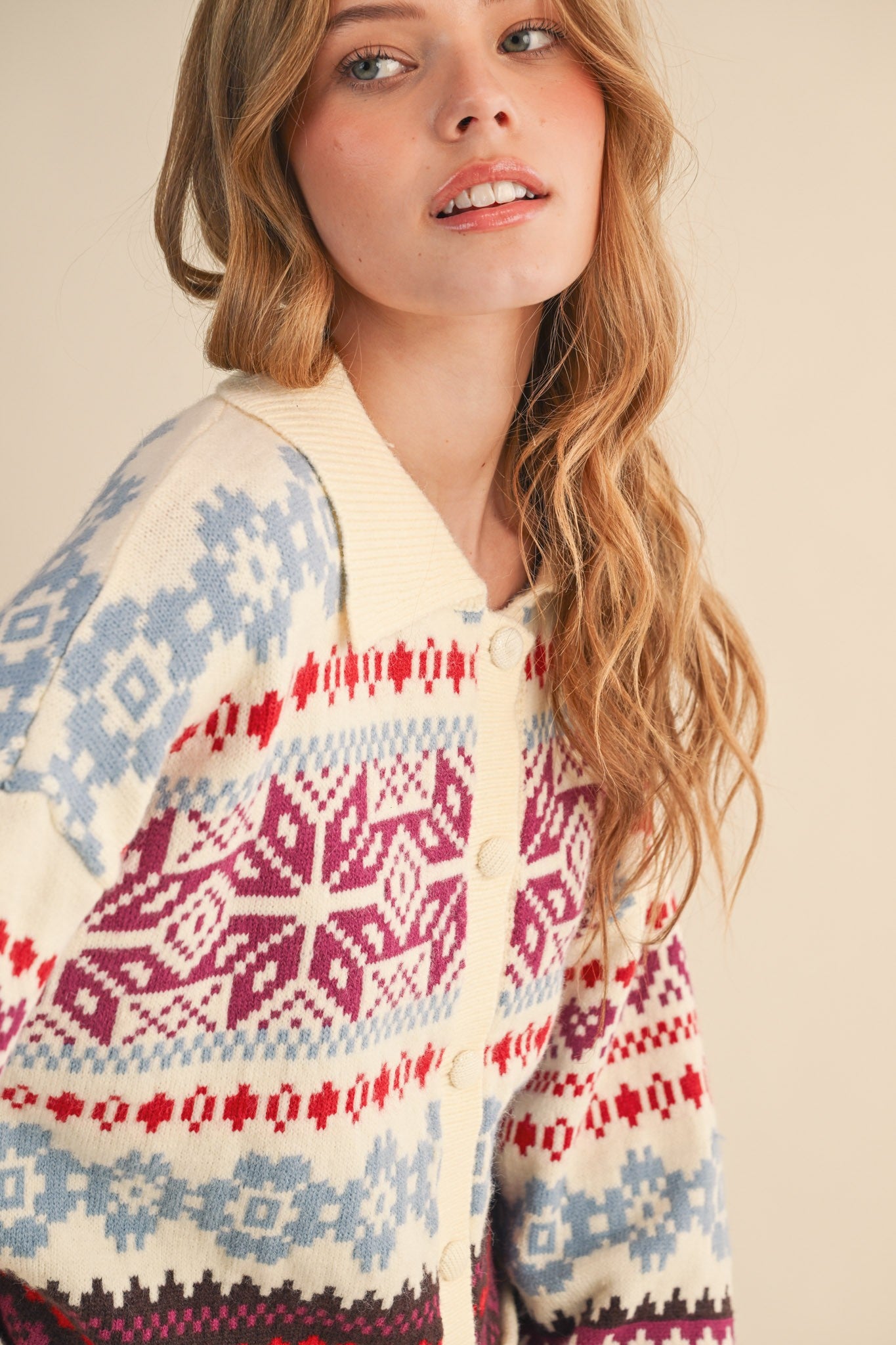 Winter Almanac Fair Isle Cardigan in Ivory Multi - product photo 9