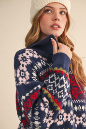 Winter Almanac Fair Isle Cardigan in Navy Multi - product photo 1