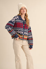 Winter Almanac Fair Isle Cardigan in Navy Multi - product photo 4