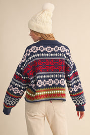 Winter Almanac Fair Isle Cardigan in Navy Multi - product photo 5