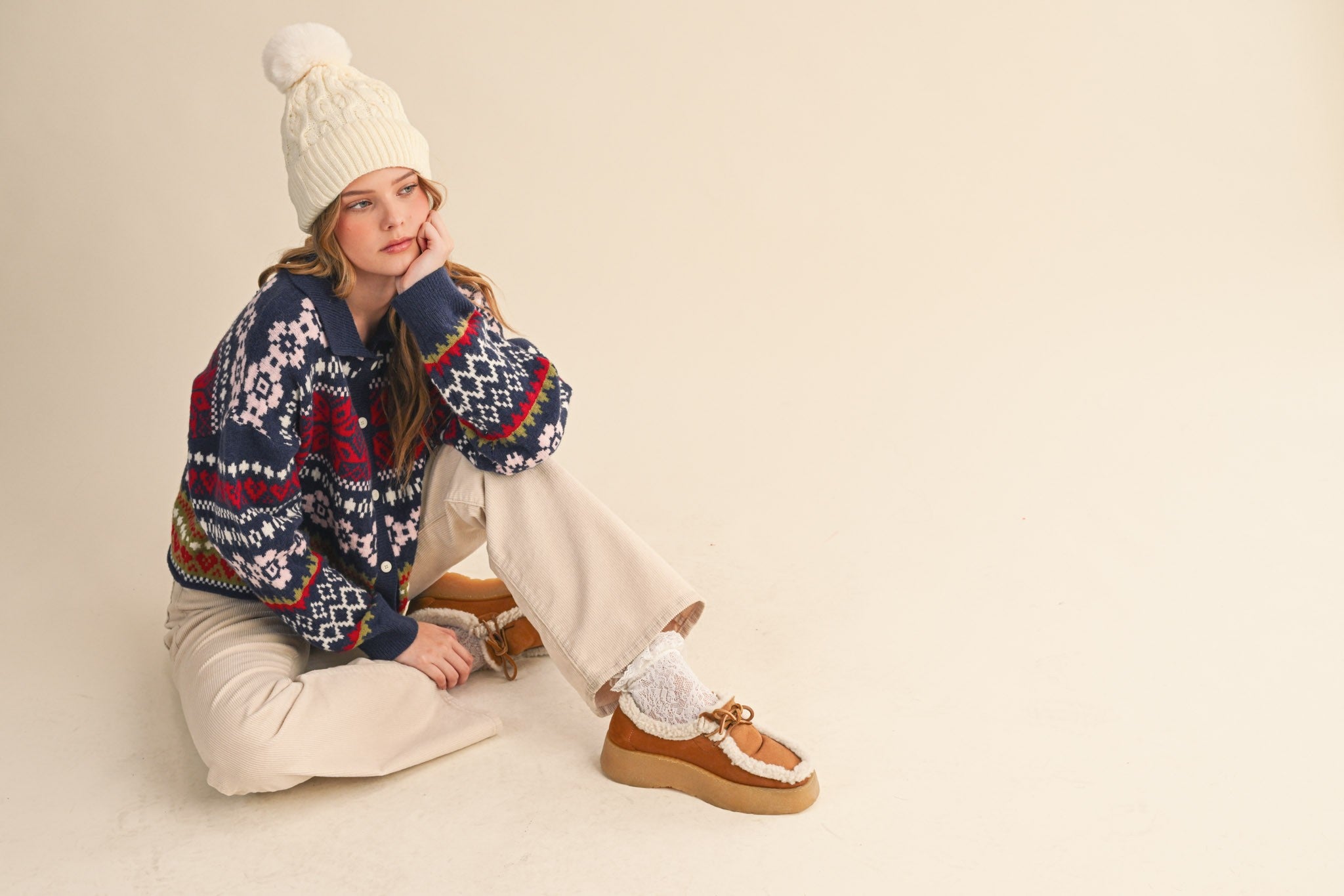 Winter Almanac Fair Isle Cardigan in Navy Multi - product photo 7