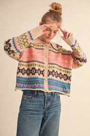 Winter Almanac Fair Isle Cardigan in Taupe Multi - product photo 3