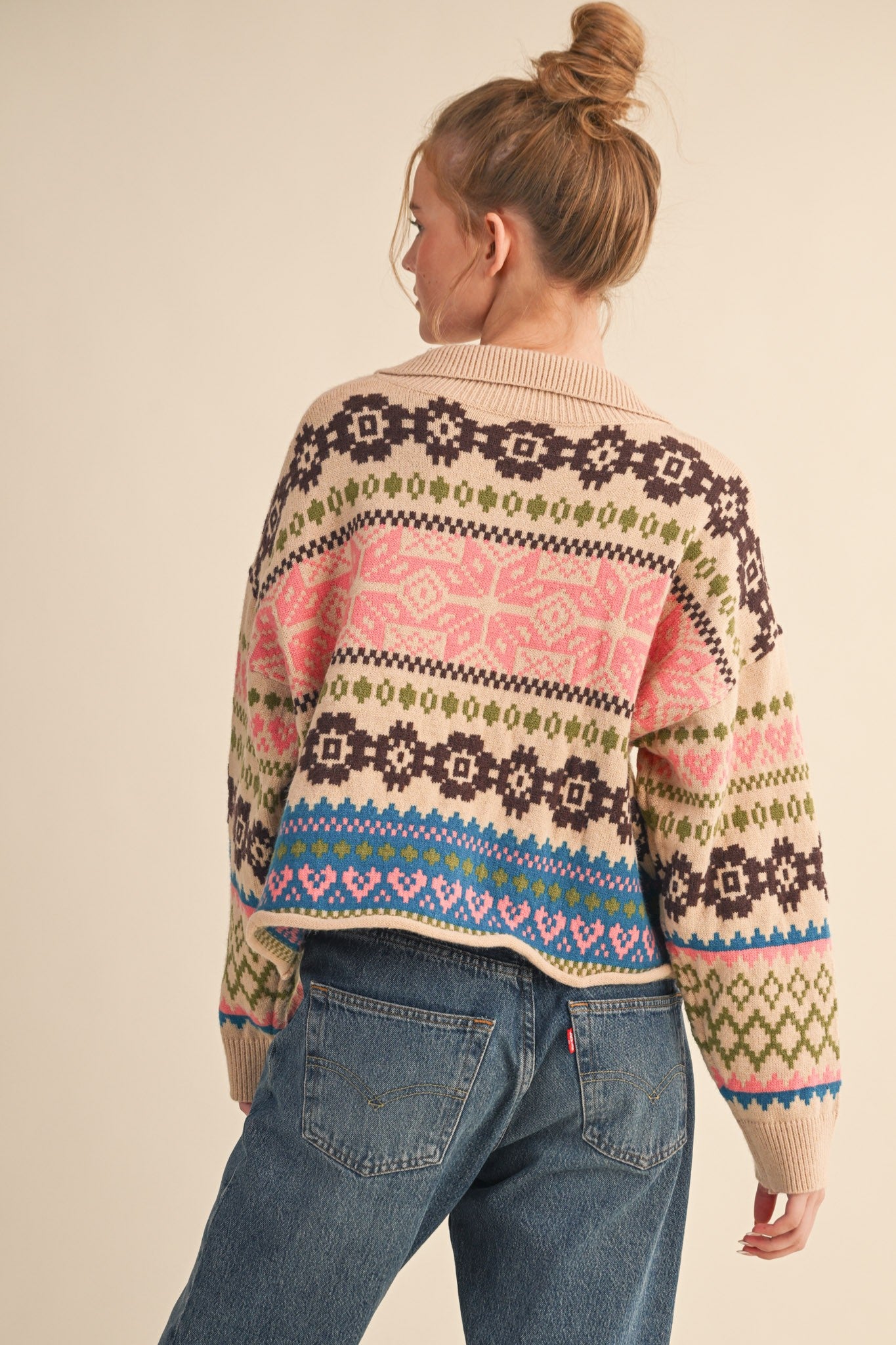 Winter Almanac Fair Isle Cardigan in Taupe Multi - product photo 5