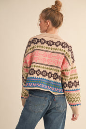 Winter Almanac Fair Isle Cardigan in Taupe Multi - product photo 5