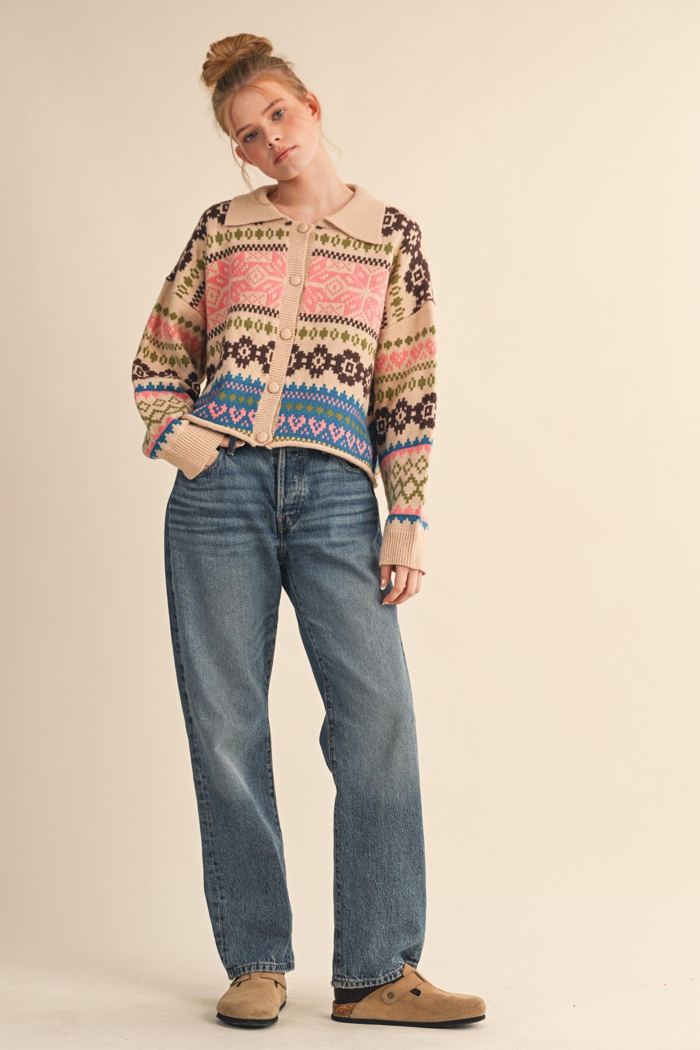 Winter Almanac Fair Isle Cardigan in Taupe Multi - product photo 6