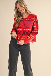 Winter Almanac Fair Isle Cardigan in Terracotta Red Multi - product photo 3