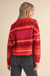 Winter Almanac Fair Isle Cardigan in Terracotta Red Multi - product photo 6