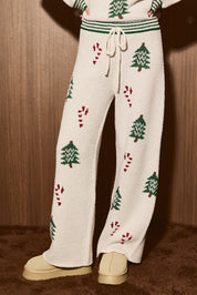Winter Break Christmas Tree Knit Lounge Pants in Cream Green — product photo 02