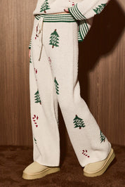 Winter Break Christmas Tree Knit Lounge Pants in Cream Green — product photo 03