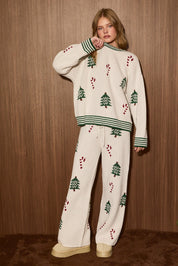 Winter Break Christmas Tree Knit Sweater in Cream Green — product photo 05