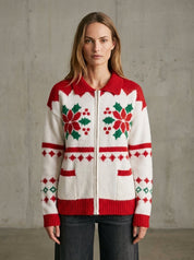 Winter Garland Intarsia Zip-Up Sweater - Westly
