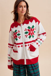 Winter Garland Intarsia Zip-Up Sweater - Westly