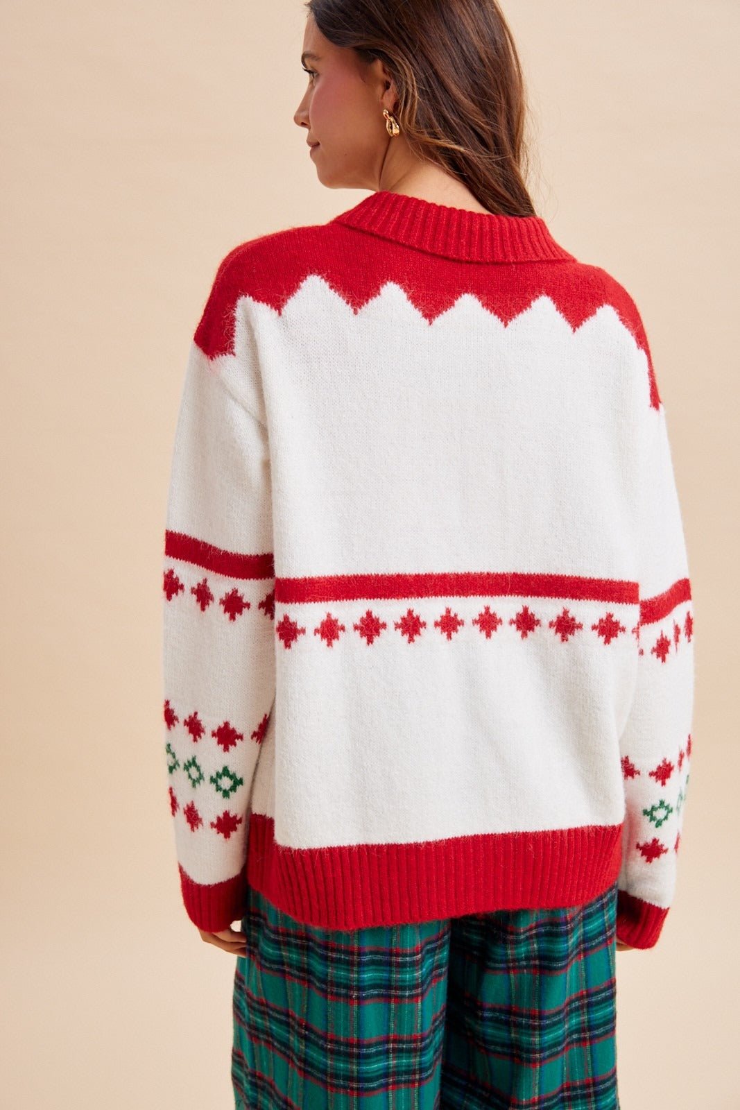 Winter Garland Intarsia Zip-Up Sweater - Westly
