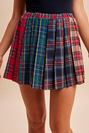 Winterberry Pleated Plaid Mini Skort - Westly