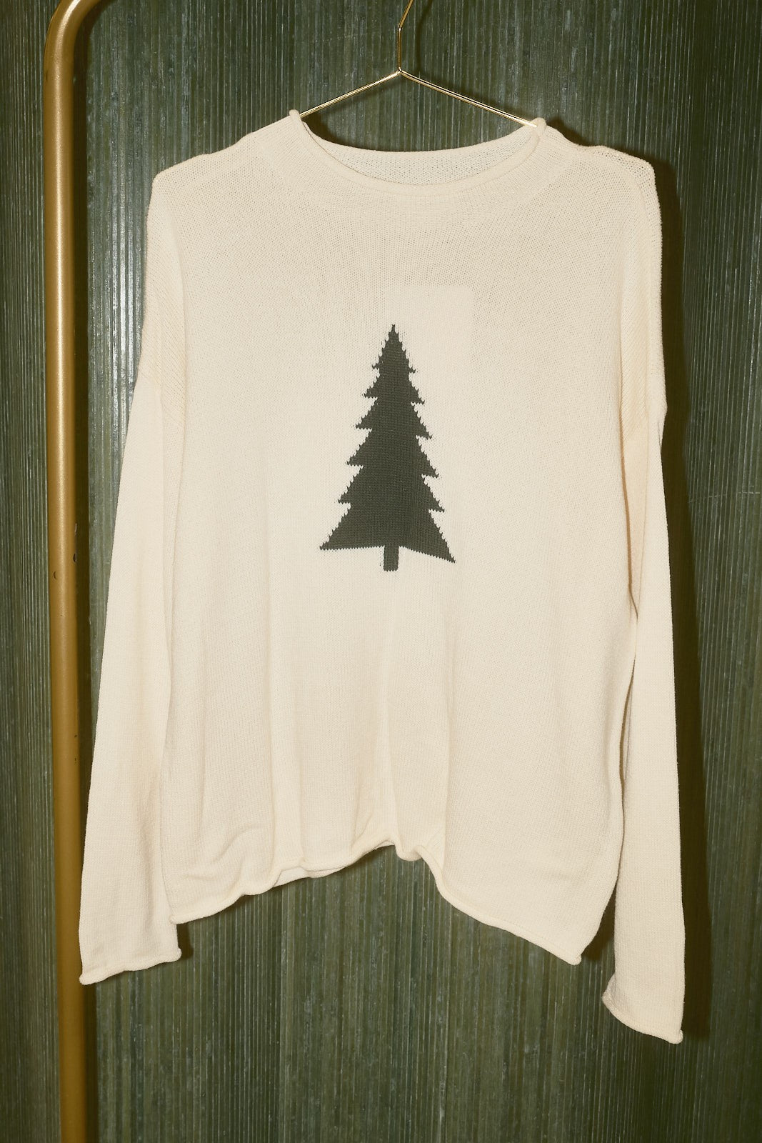 Wintergreen Rolled Neck Pine Tree Sweater in Ivory — product photo 05