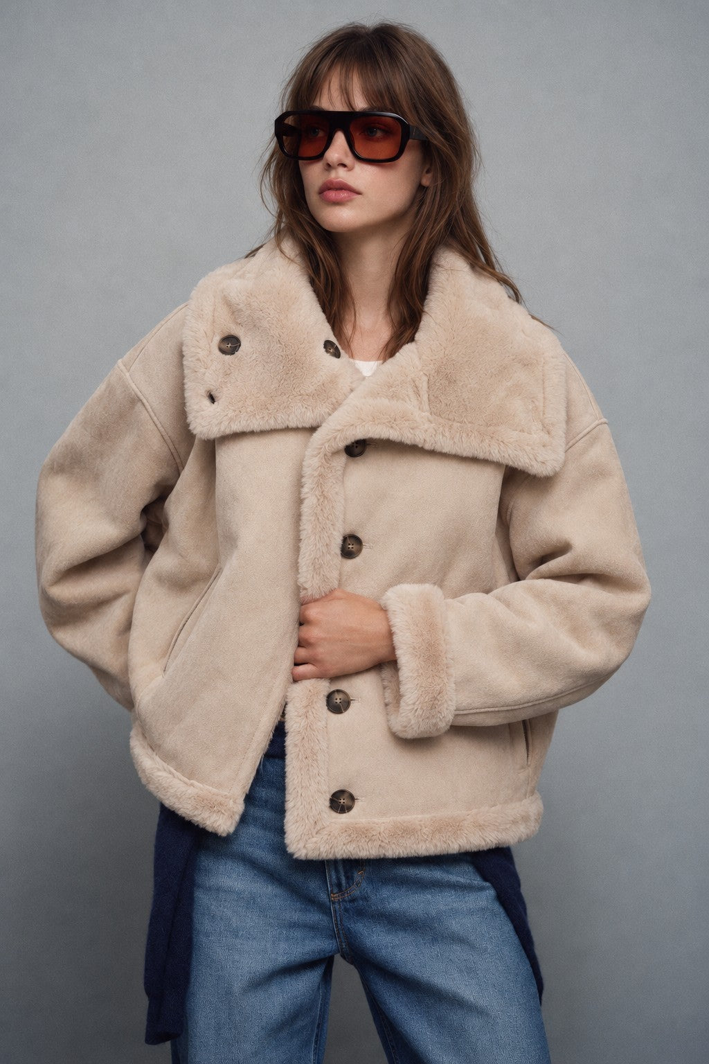 Winterhaven Reversible Shearling Coat - Taupe