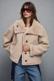 Winterhaven Reversible Shearling Coat - Taupe