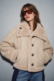 Winterhaven Reversible Shearling Coat - Taupe