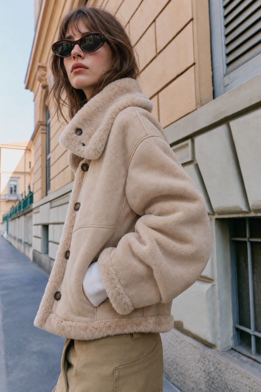 Winterhaven Reversible Shearling Coat - Taupe
