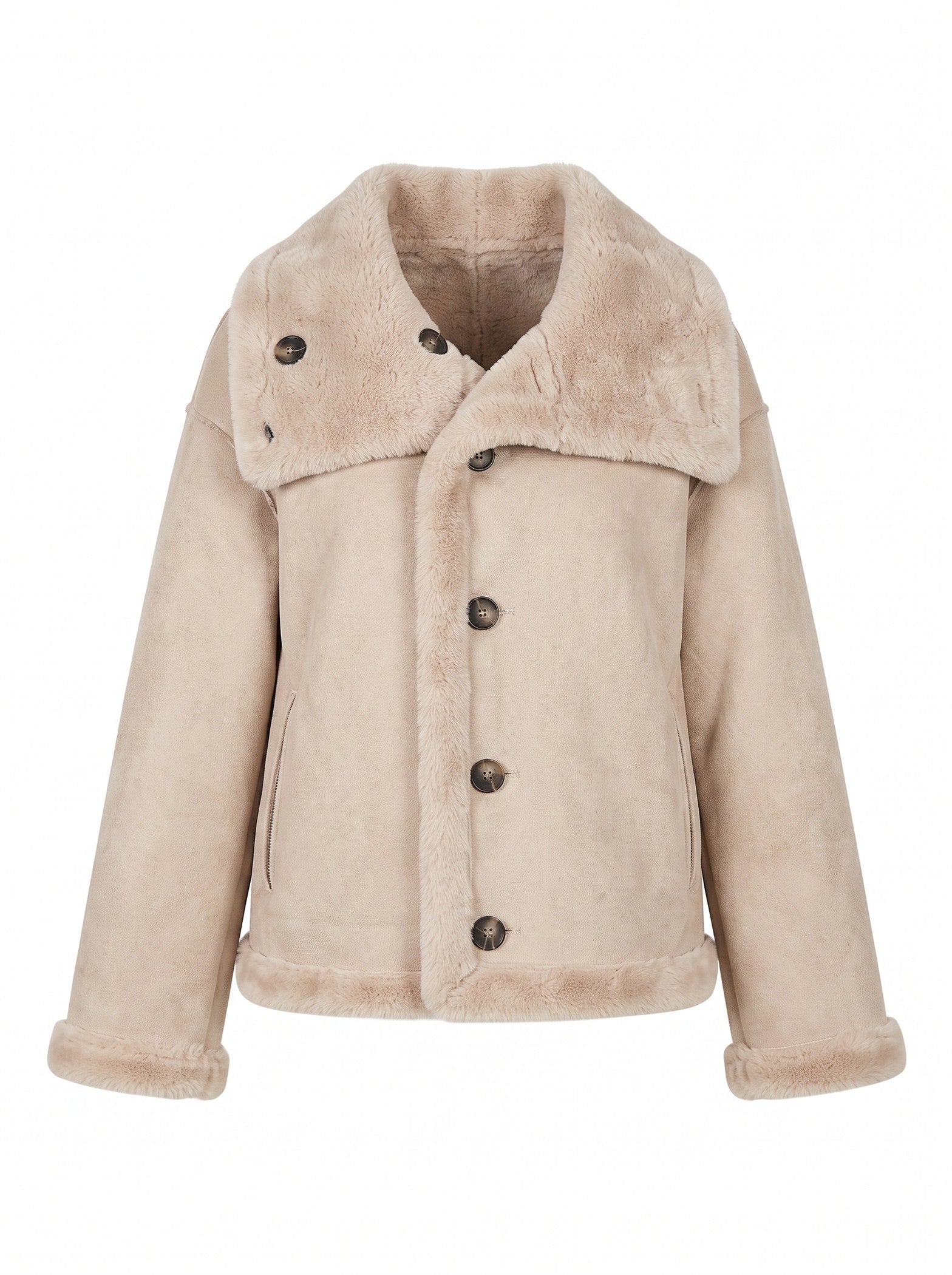 Winterhaven Reversible Shearling Coat - Taupe