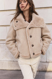 Winterhaven Reversible Shearling Coat - Taupe