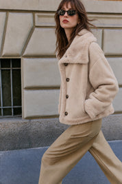 Winterhaven Reversible Shearling Coat - Taupe