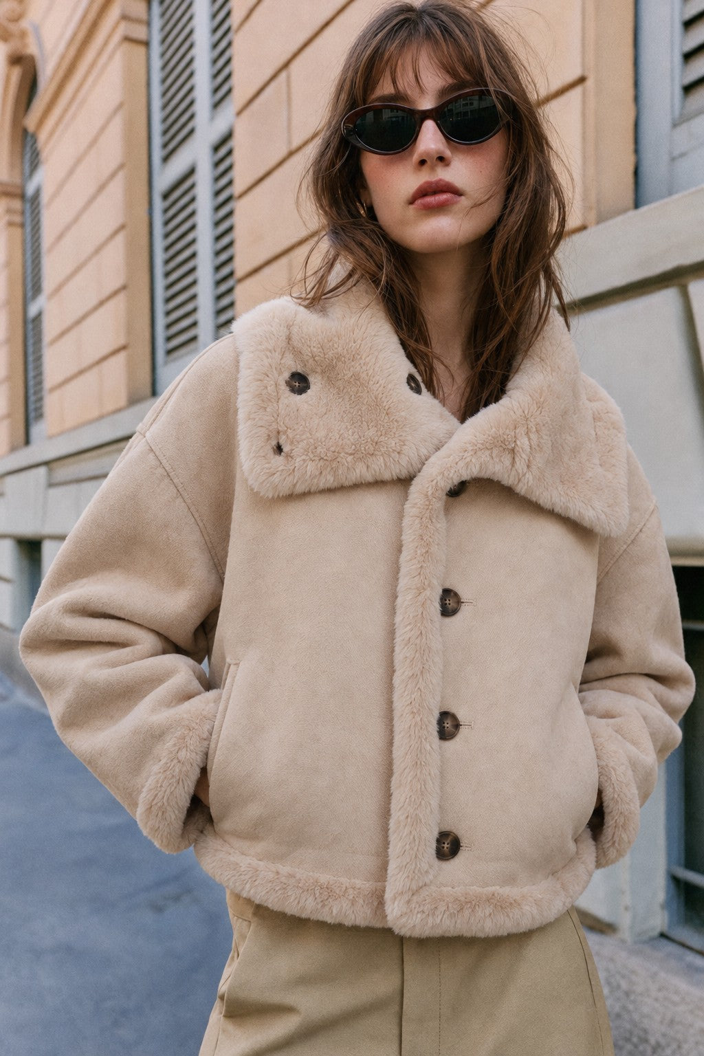 Winterhaven Reversible Shearling Coat - Taupe