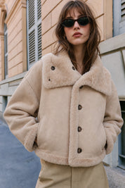 Winterhaven Reversible Shearling Coat - Taupe