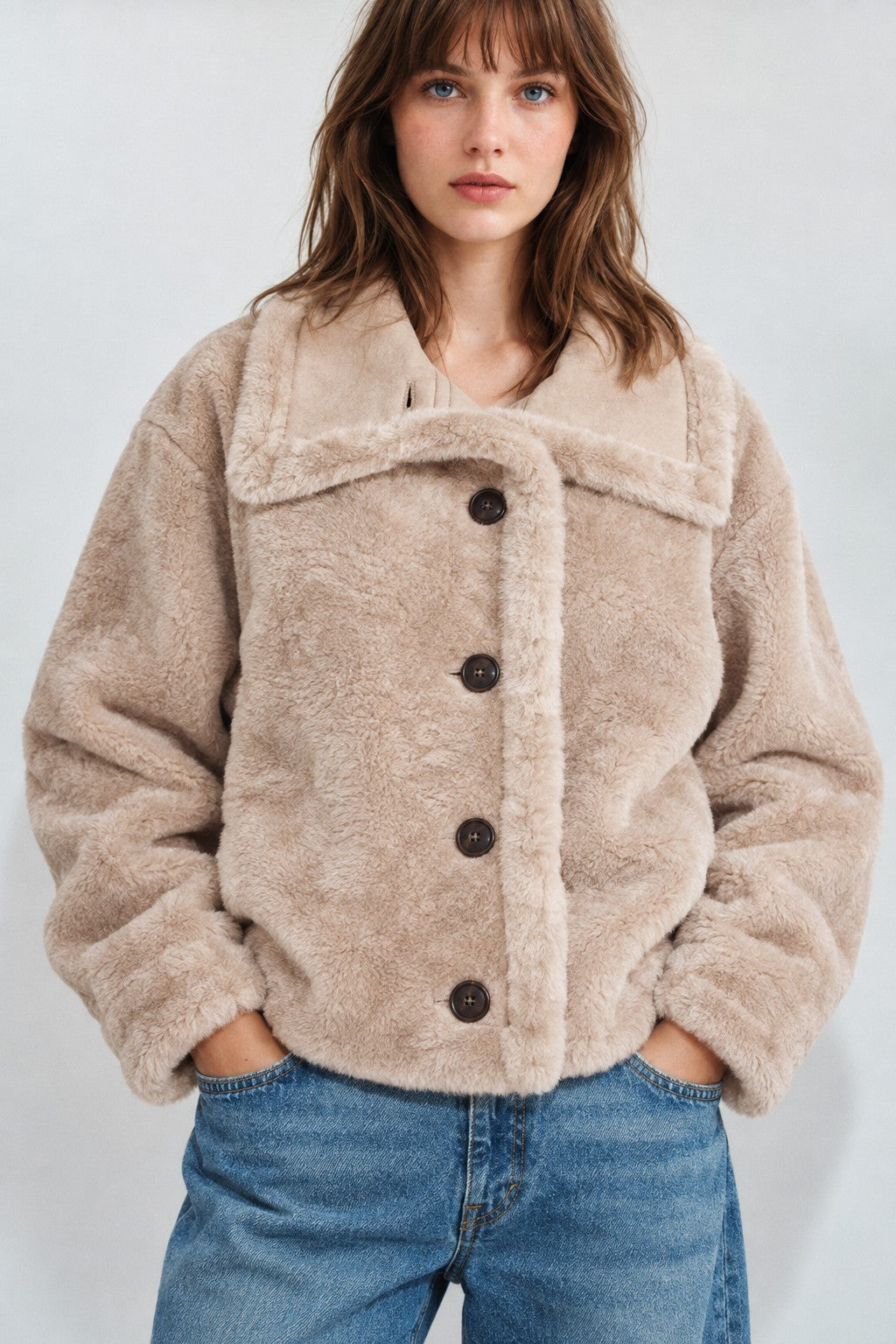 Winterhaven Reversible Shearling Coat - Taupe
