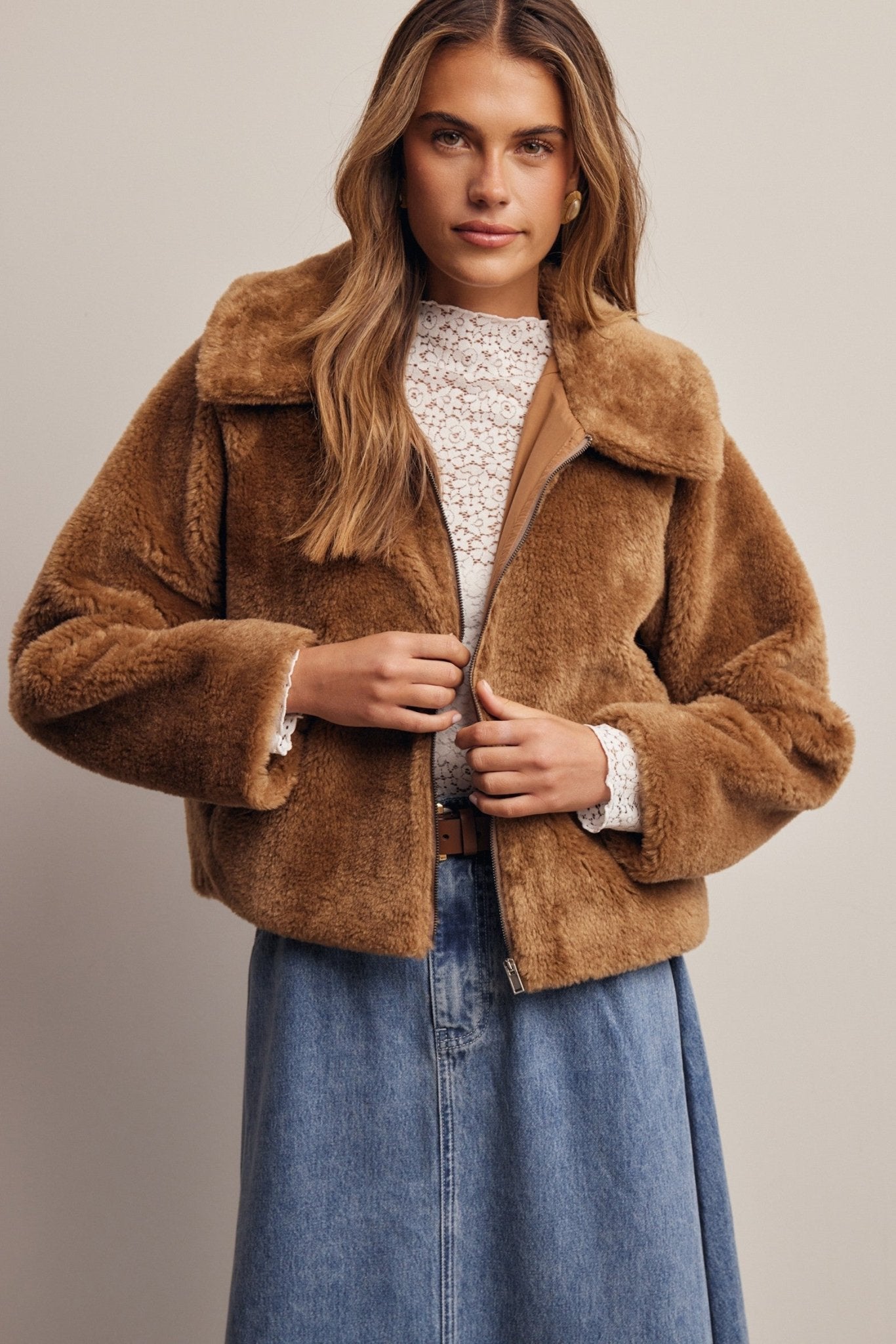Winterlight Faux Fur Zip-Up Jacket - Westly