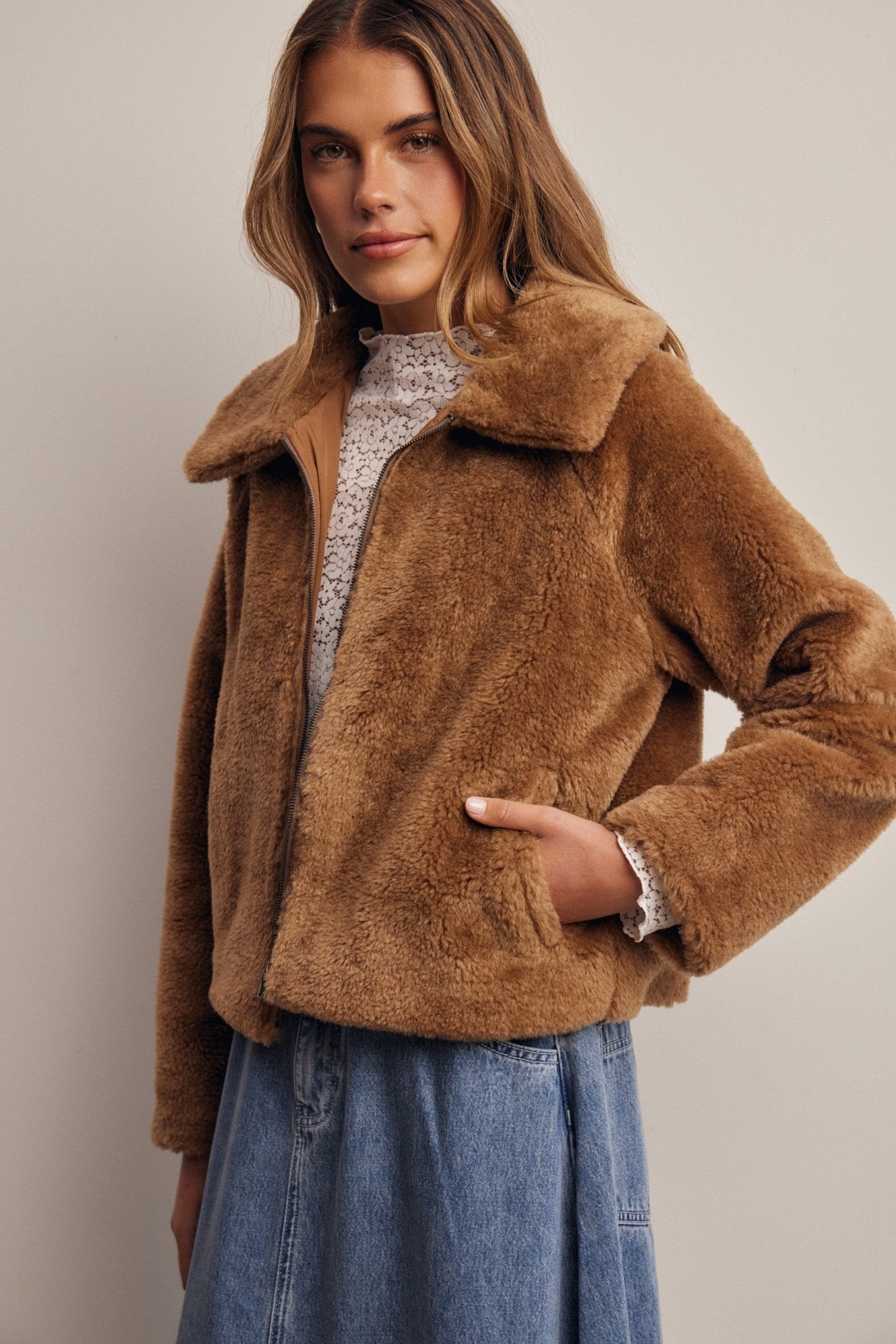 Winterlight Faux Fur Zip-Up Jacket - Westly